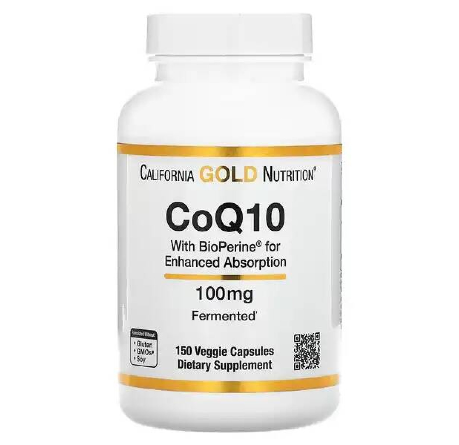 California Gold Nutrition, коэнзим Q10 с экстрактом BioPerine, 100 мг, 150 растительных капсул