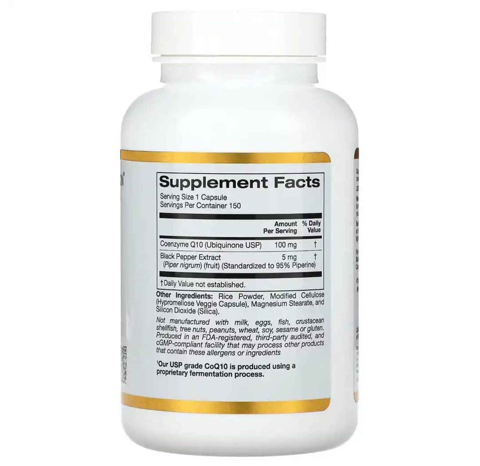 California Gold Nutrition, коэнзим Q10 с экстрактом BioPerine, 100 мг, 150 растительных капсул