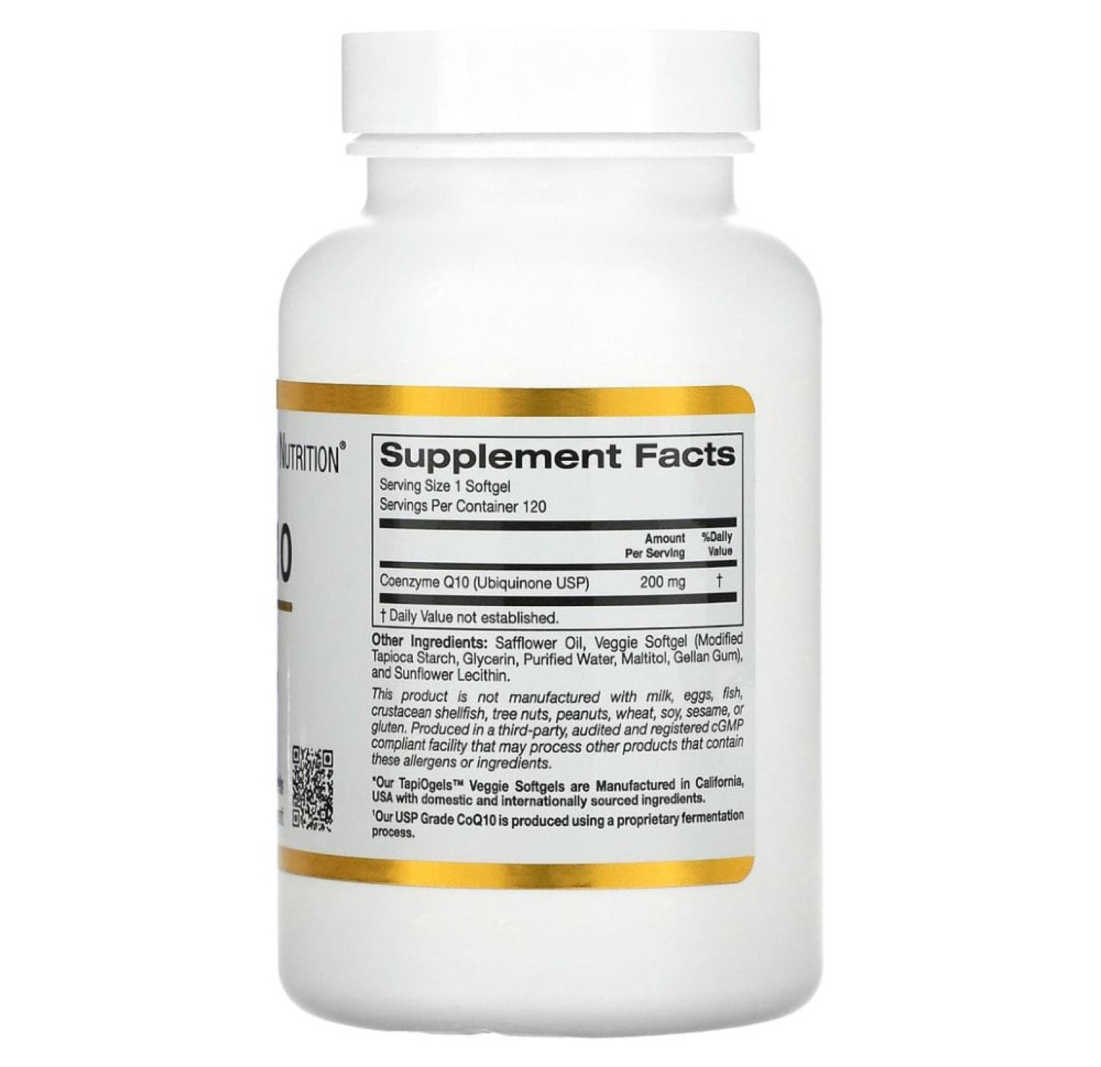 California Gold Nutrition, коэнзим Q10, 200 мг, 120 растительных капсул