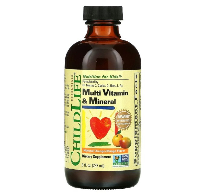 ChildLife Essentials, Важные питательные вещества, мультивитамины и минералы, вкус натурального апельсина и манго, 237 мл