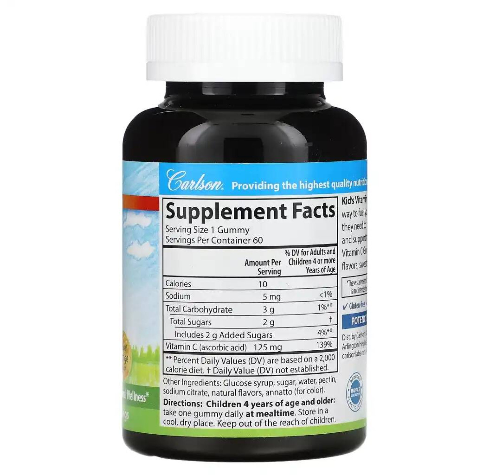 Carlson, Kid's, витамин С, вкус апельсина, 125 мг, 60 жевательных конфет