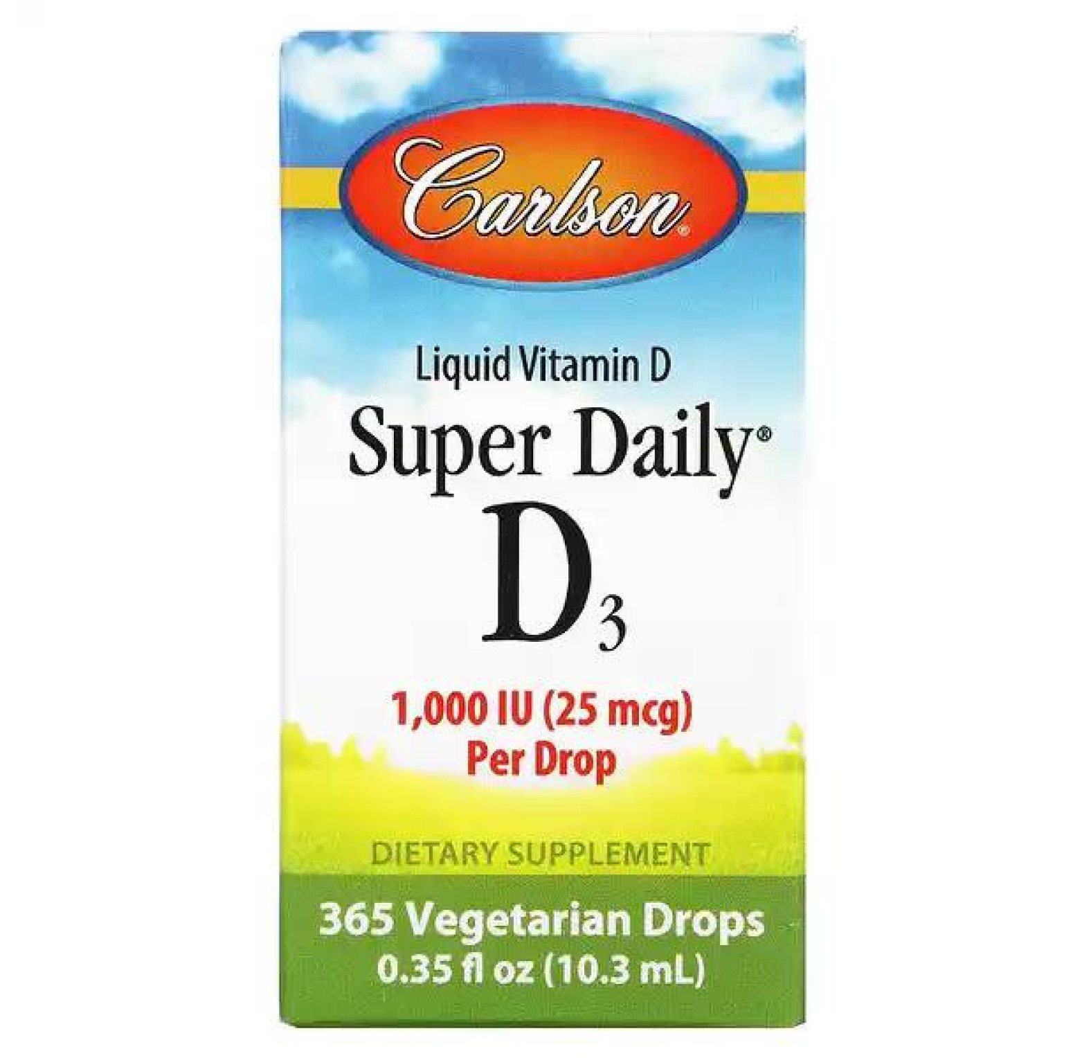 Carlson, Super Daily, витамин D3, 1000 МЕ, 10,3 мл