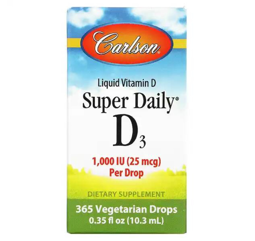 Carlson, Super Daily, витамин D3, 1000 МЕ, 10,3 мл