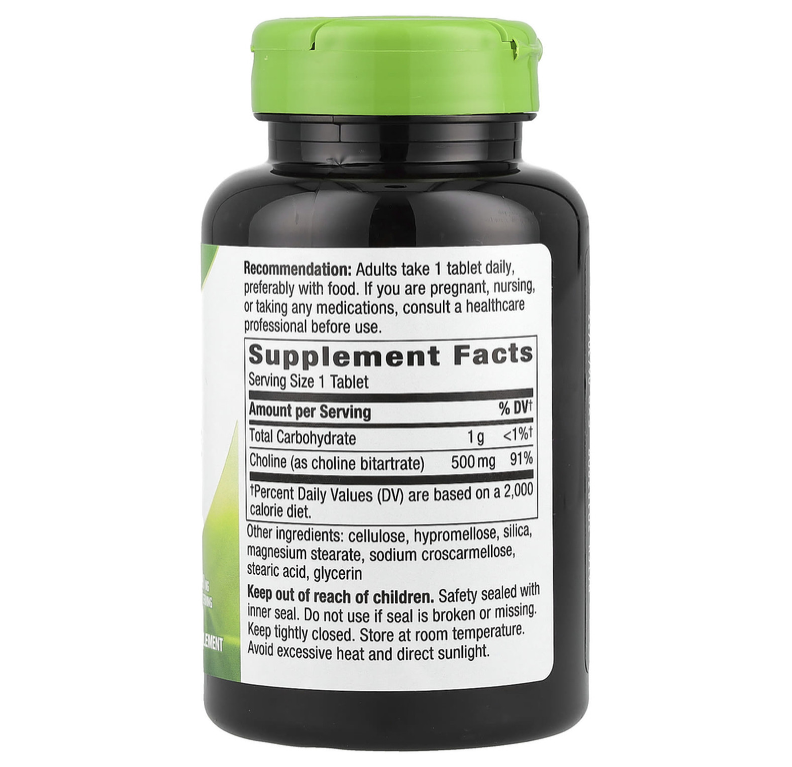 Nature's Way, холин, 500 мг, 100 веганских таблеток