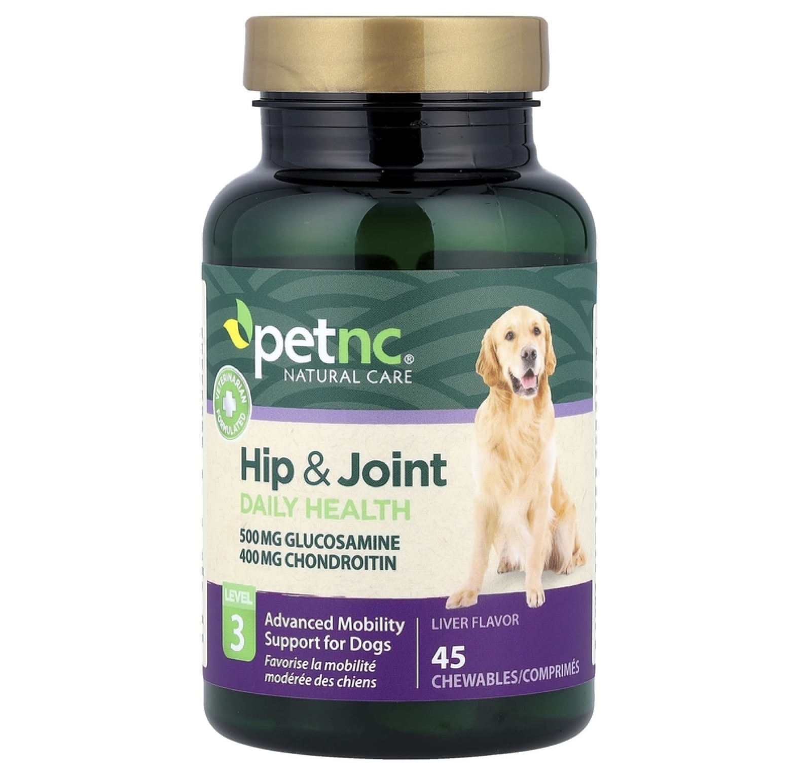 petnc NATURAL CARE, добавка для бедер и суставов, уровень 3, со вкусом печени, 45 жевательных таблеток