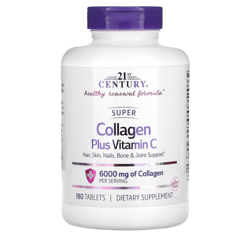 21st Century, Super Collagen, коллаген с витамином C, 180 таблеток