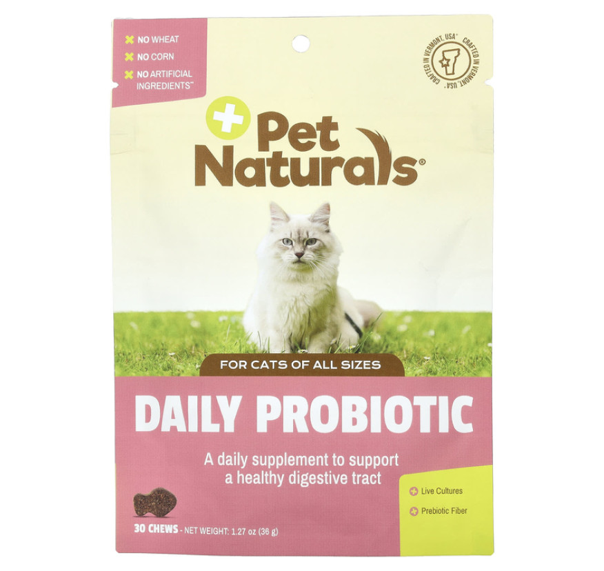 Pet Naturals, Пробиотик для ежедневного приема, для кошек, все размеры, жевательные таблетки, 30 жевательных таблеток, 36 г (1,27 унции)
