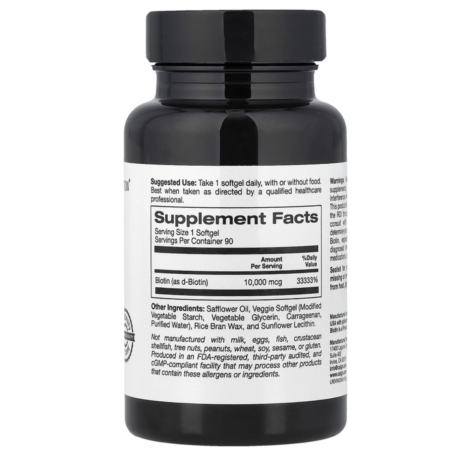 California Gold Nutrition, биотин, 10 000 мкг, 90 вегетарианских капсул