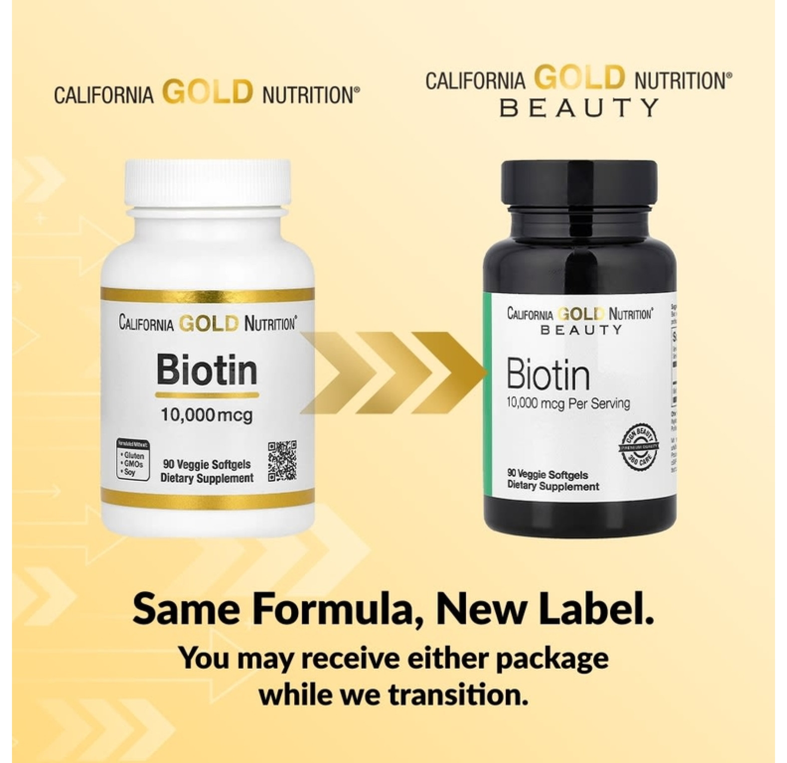 California Gold Nutrition, биотин, 10 000 мкг, 90 вегетарианских капсул