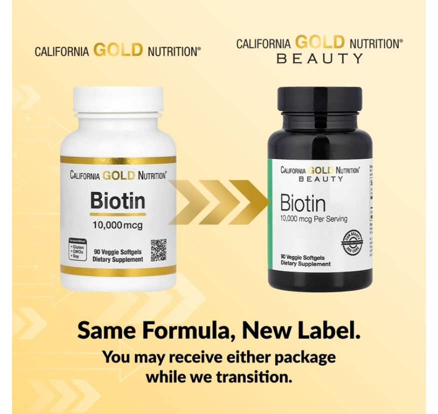 California Gold Nutrition, биотин, 10 000 мкг, 90 вегетарианских капсул