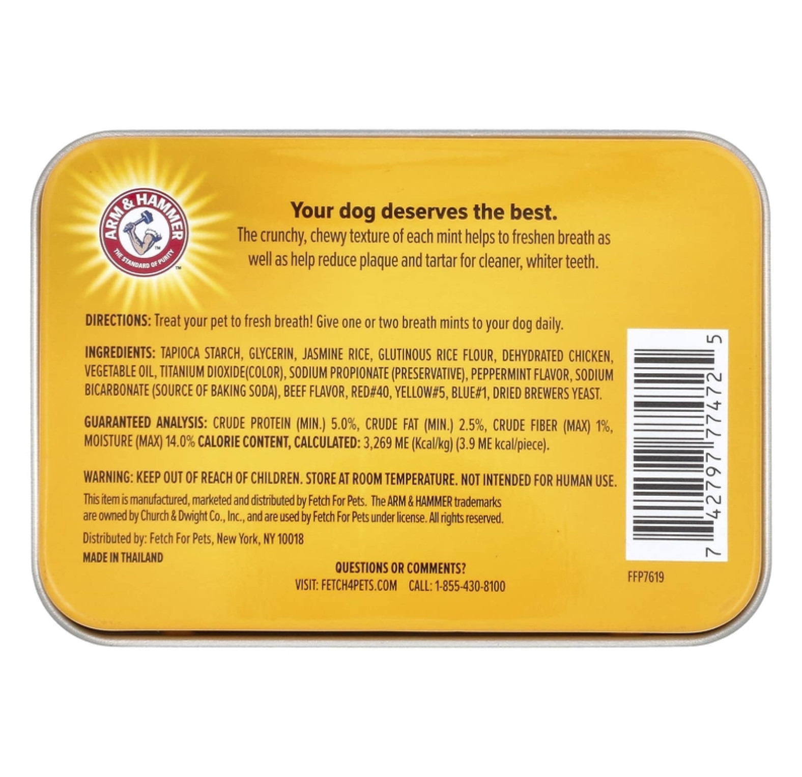 Arm & Hammer, леденцы от зубного камня, для собак, со вкусом свежей мяты, говядина, 40 леденцов, 48,2 г (1,7 унции)
