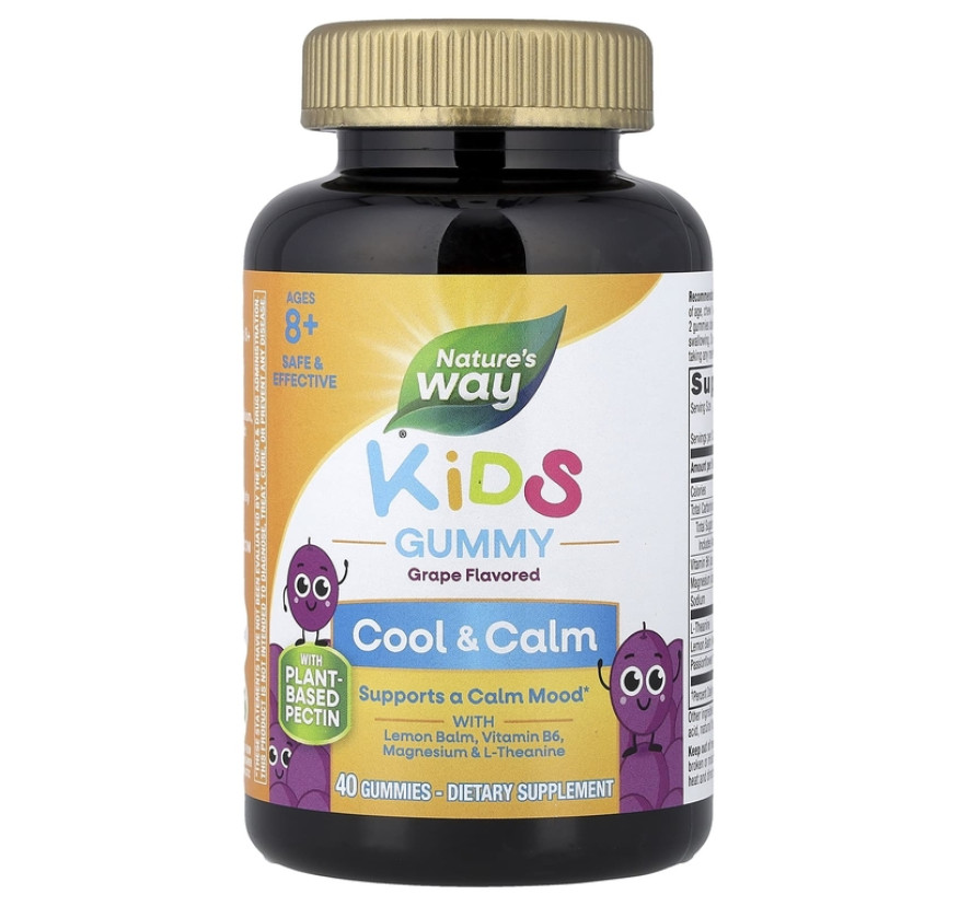 Nature's Way, Cool & Calm, жевательная таблетка для детей, от 8 лет, со вкусом винограда, 40 жевательных таблеток