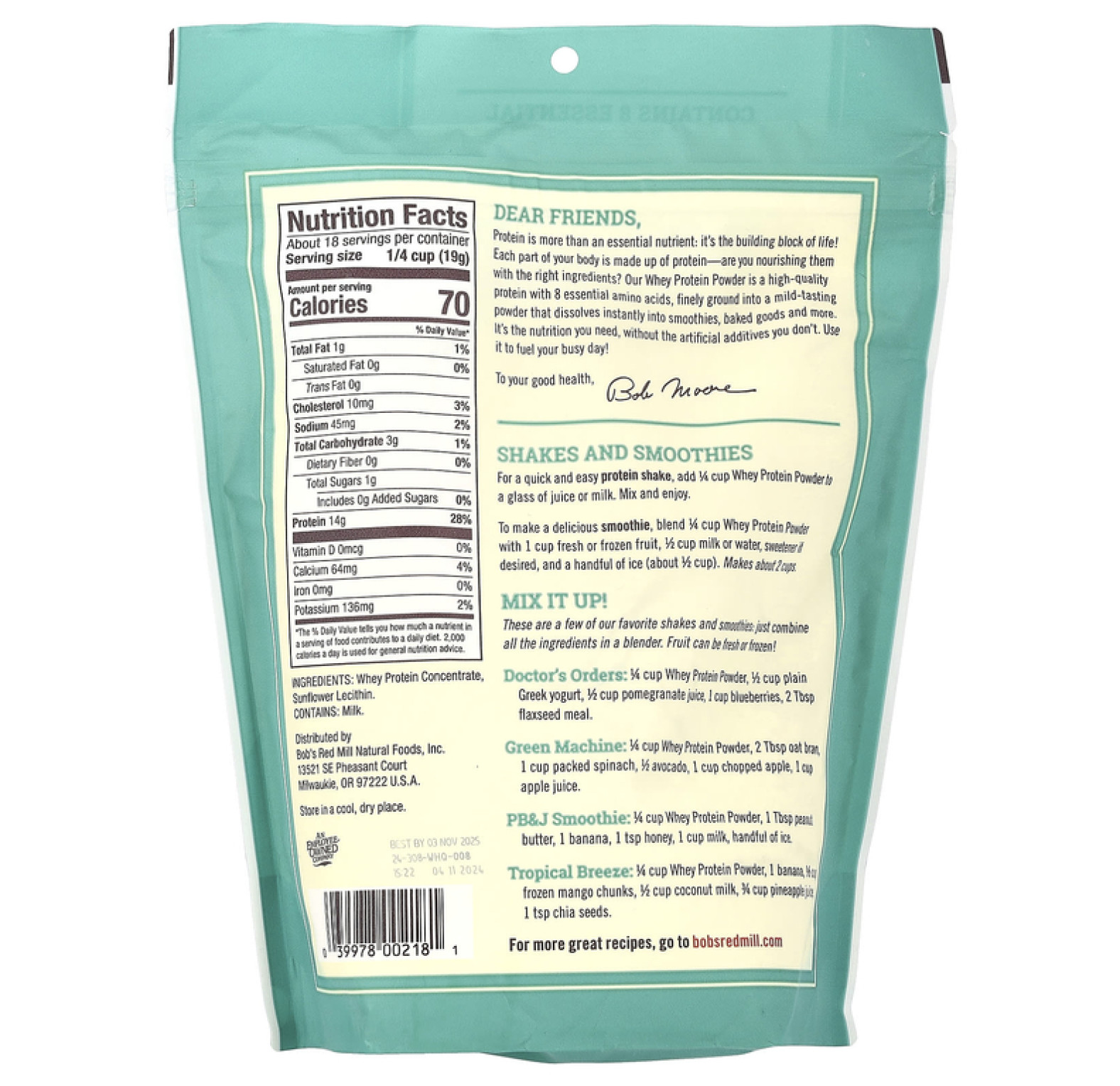 Bob's Red Mill, Порошок сывороточного белка, 340 г