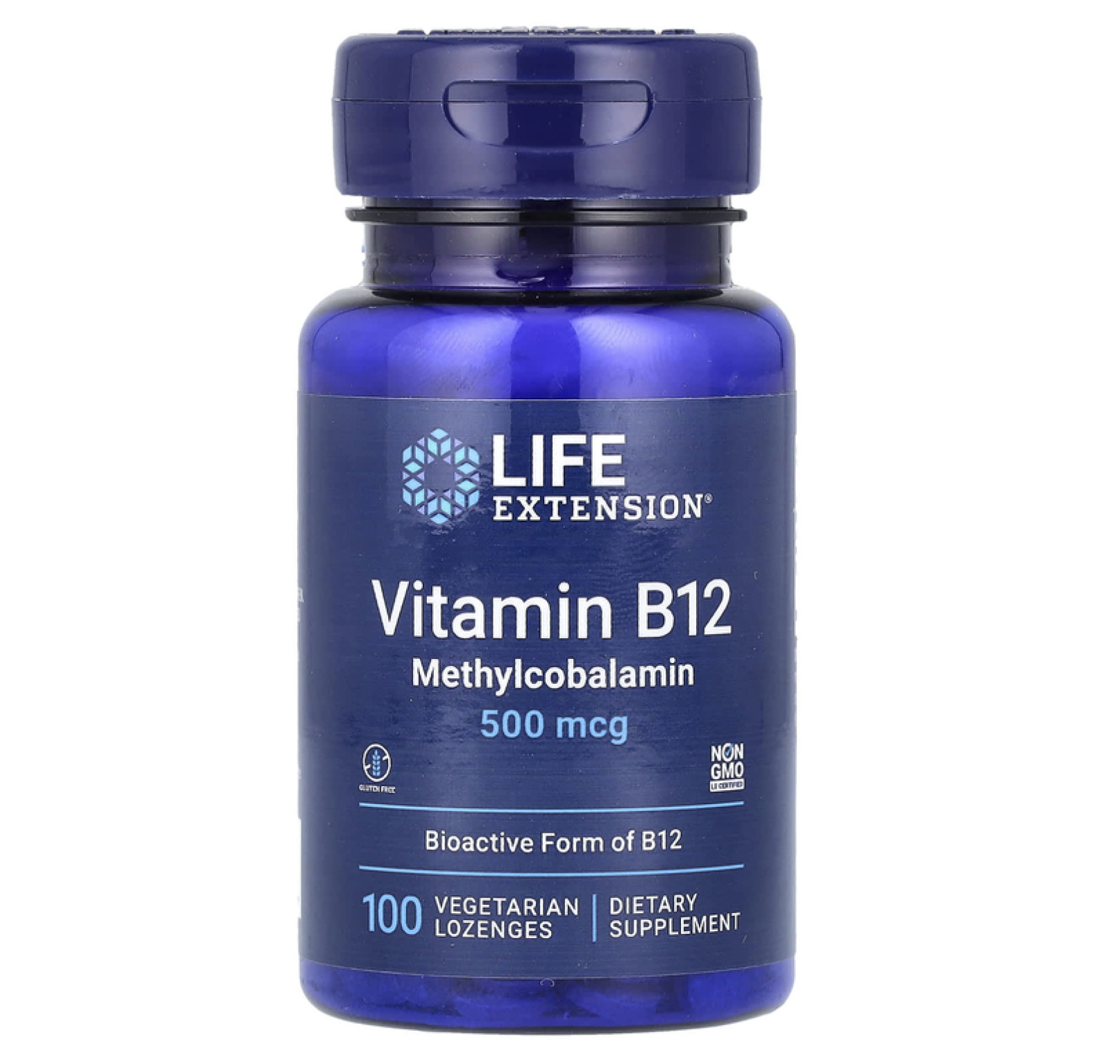 Life Extension, витамин B12, метилкобаламин, 500 мкг, 100 вегетарианских пастилок