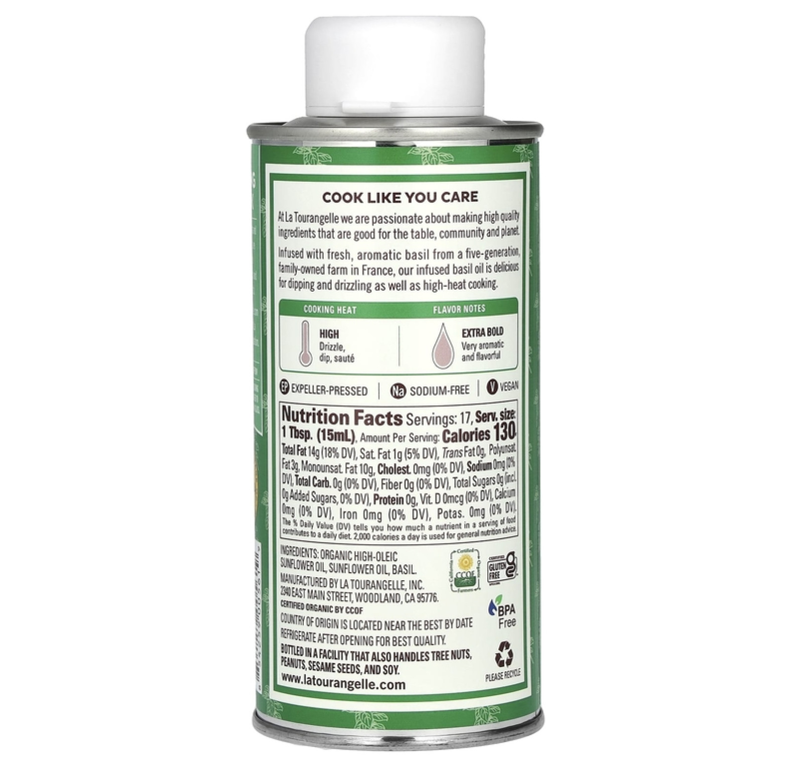 La Tourangelle, базиликовое масло, 250 мл (8,45 жидк. унции)