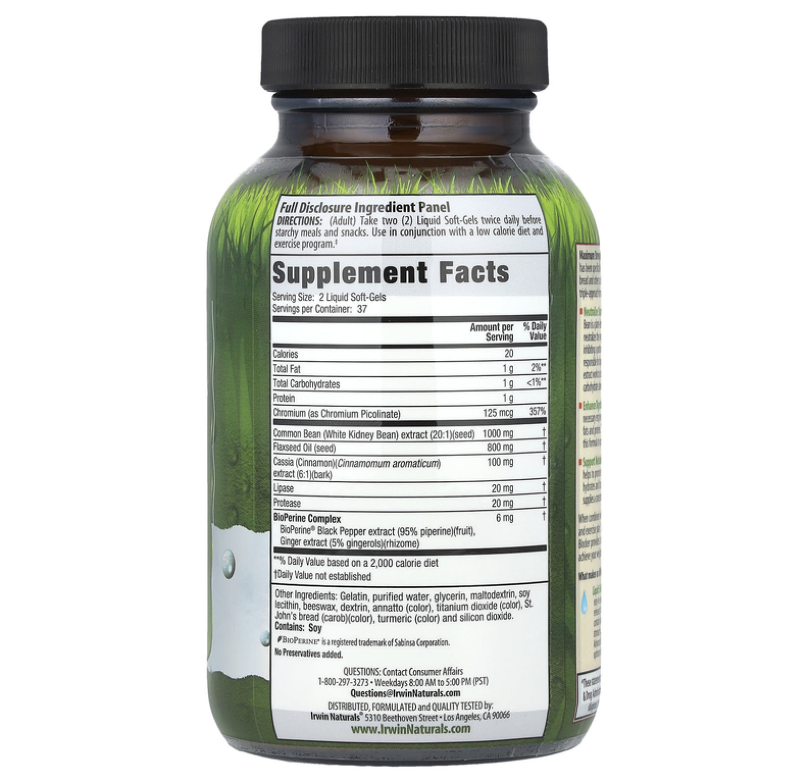 Irwin Naturals, Carb Blocker, блокатор углеводов 3-в-1, максимальный эффект, 75 капсул с жидкостью