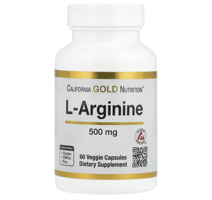 California Gold Nutrition, L-аргинин, 500 мг, 60 растительных капсул