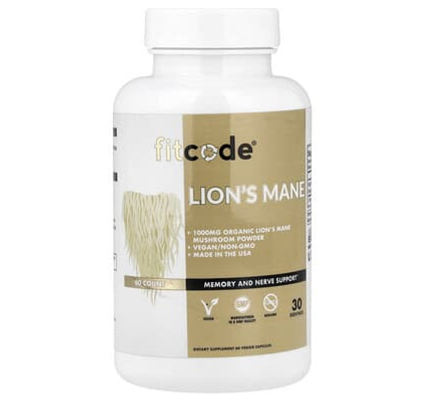 fitcode, ежовик гребенчатый, 60 вегетарианских капсул (500 мг в 1 капсуле)