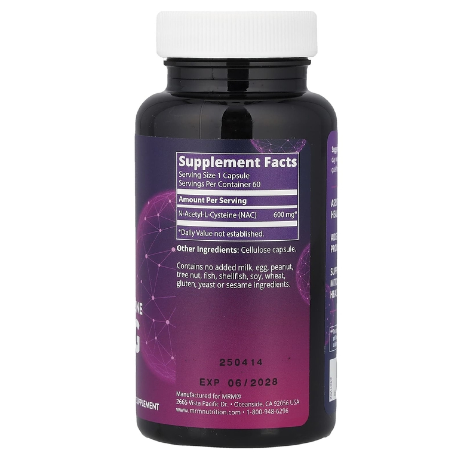 MRM Nutrition, Nac, N-ацетил-L-цистеин, 600 мг, 60 веганских капсул