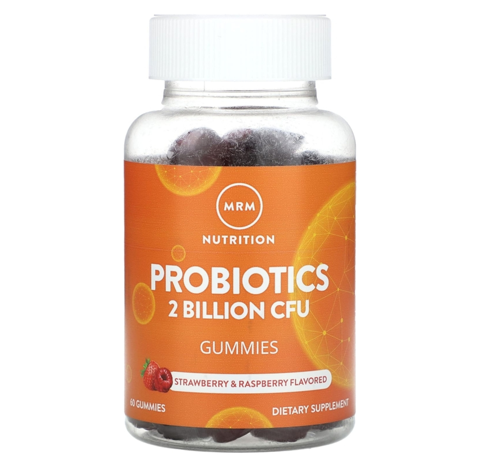 MRM Nutrition, жевательные таблетки с пробиотиками, со вкусом клубники и малины, 60 жевательных таблеток (1 млрд КОЕ в одной жевательной таблетке)