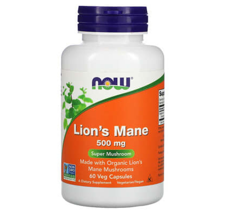 NOW Foods, ежовик гребенчатый, 500 мг, 60 растительных капсул