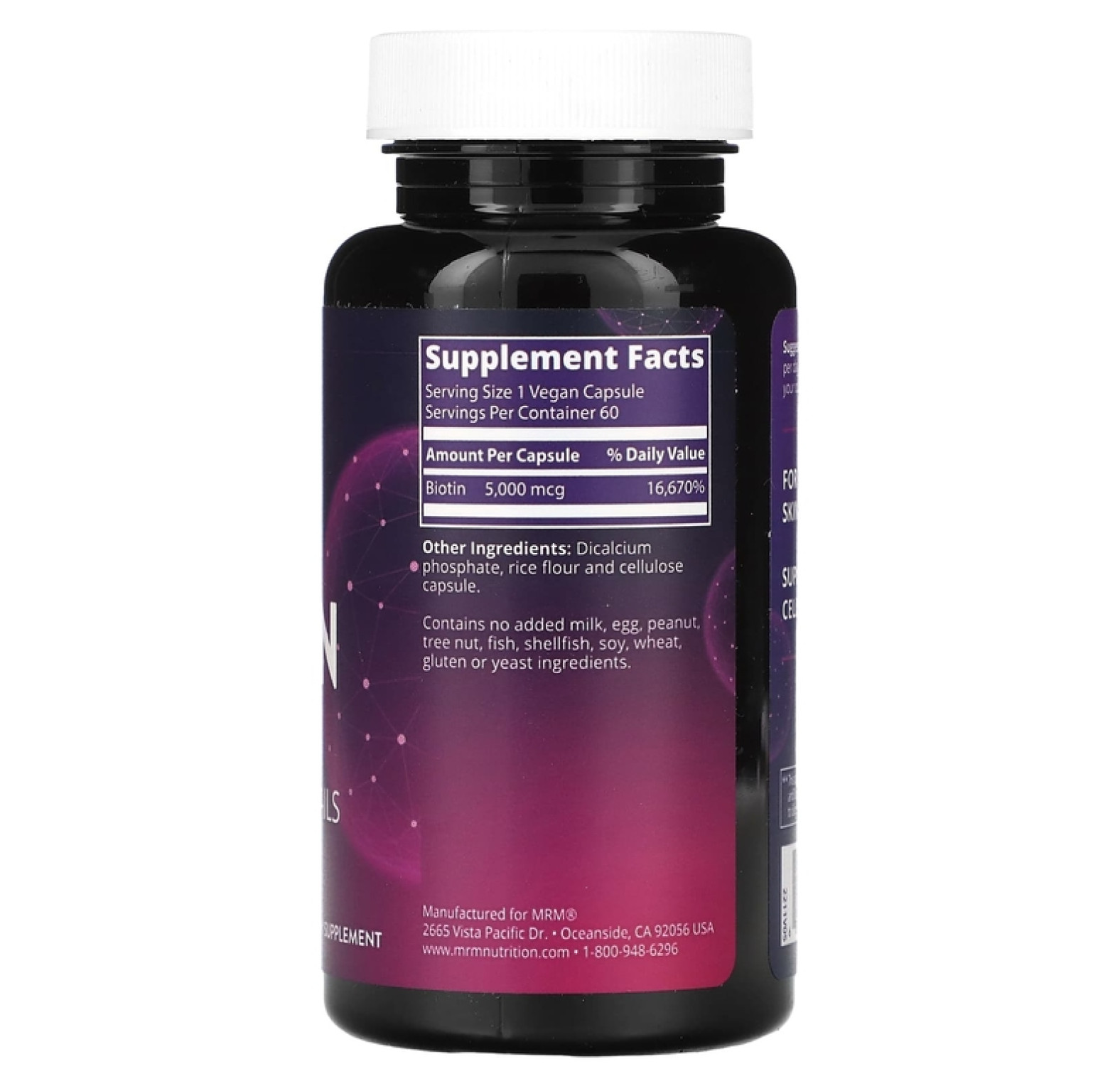 MRM Nutrition, Биотин, 60 веганских капсул (5000 мкг в каждой капсуле)