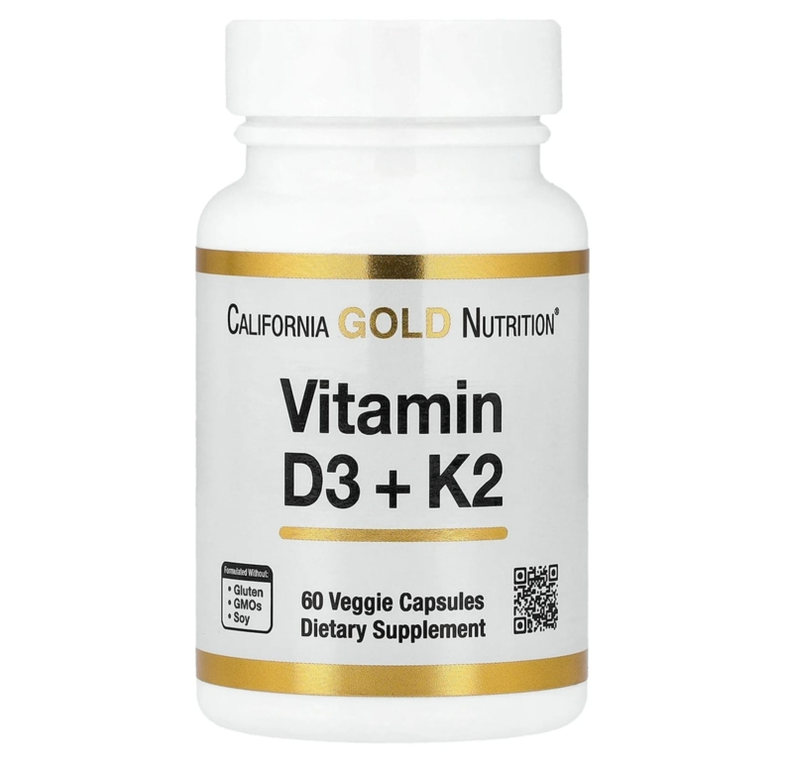 California Gold Nutrition, витамины D3 и К2, 60 растительных капсул