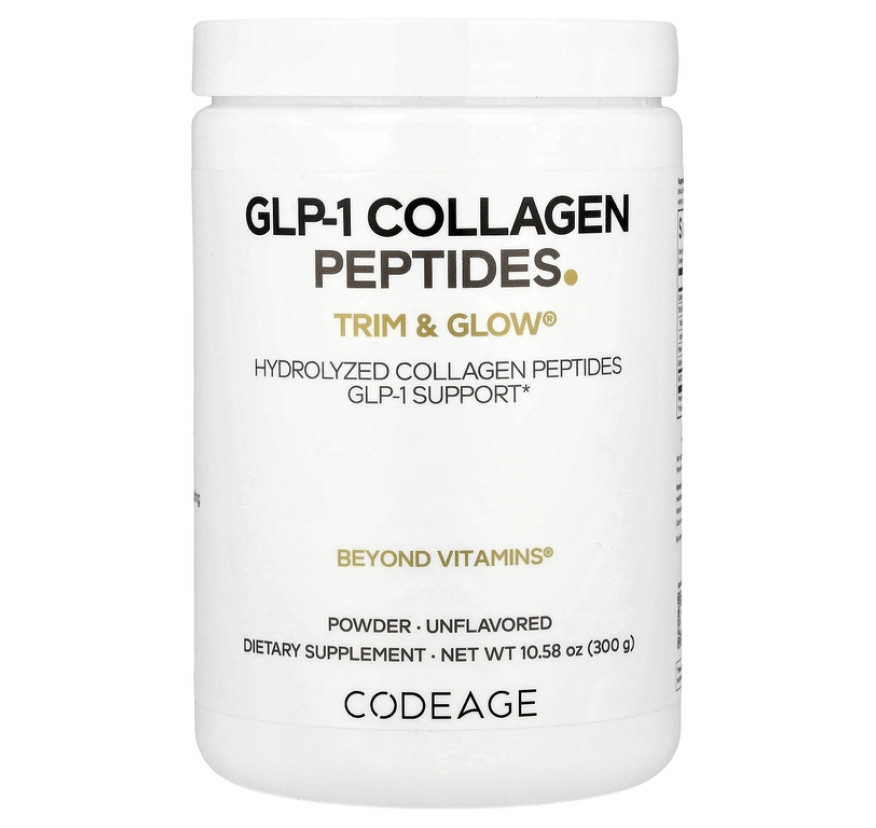 Codeage, Порошок из пептидов коллагена GLP-1, Trim & Glow®, без добавок, 300 г (10,58 унции)