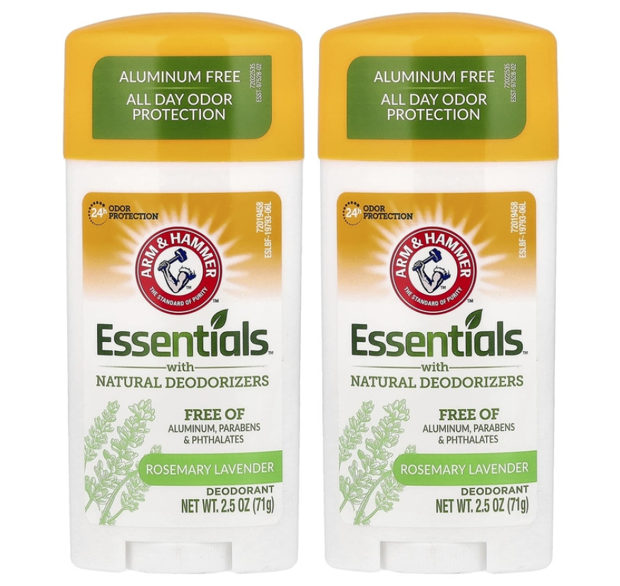 Arm & Hammer, Essentials™ с натуральными дезодорантами, дезодорант, розмарин и лаванда, 2 шт. в упаковке, 71 г (2,5 унции)