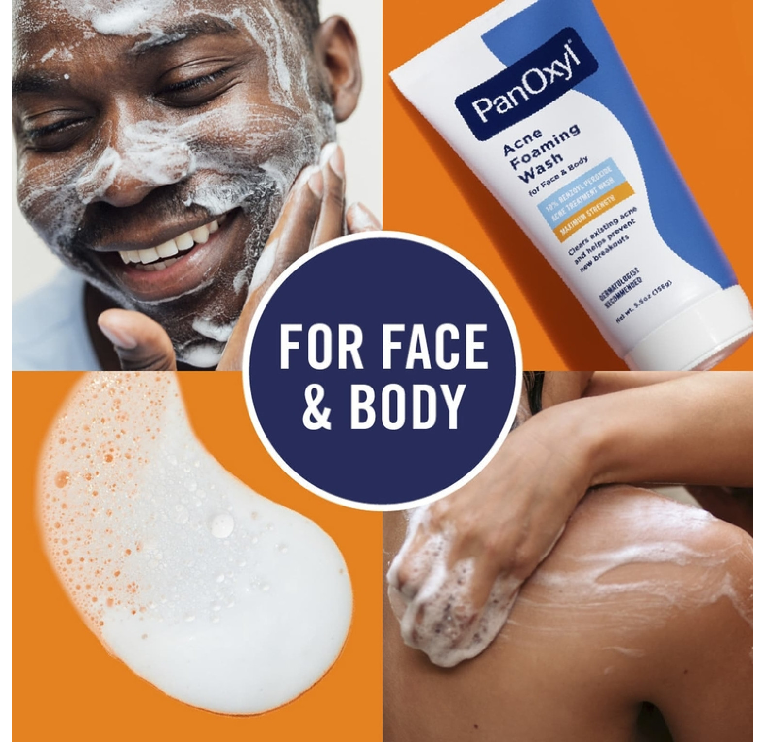 PanOxyl, очищающая пенка от акне, для лица и тела, максимальная эффективность, 85 г (3 унции)