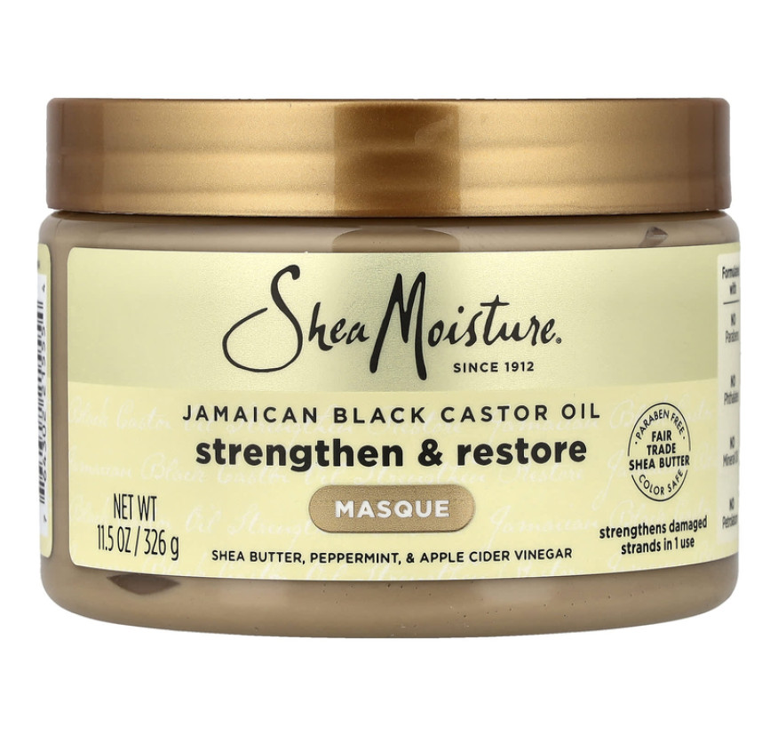 SheaMoisture, ямайское чёрное касторовое масло, укрепляющая и восстанавливающая маска, 326 г (11,5 унции)