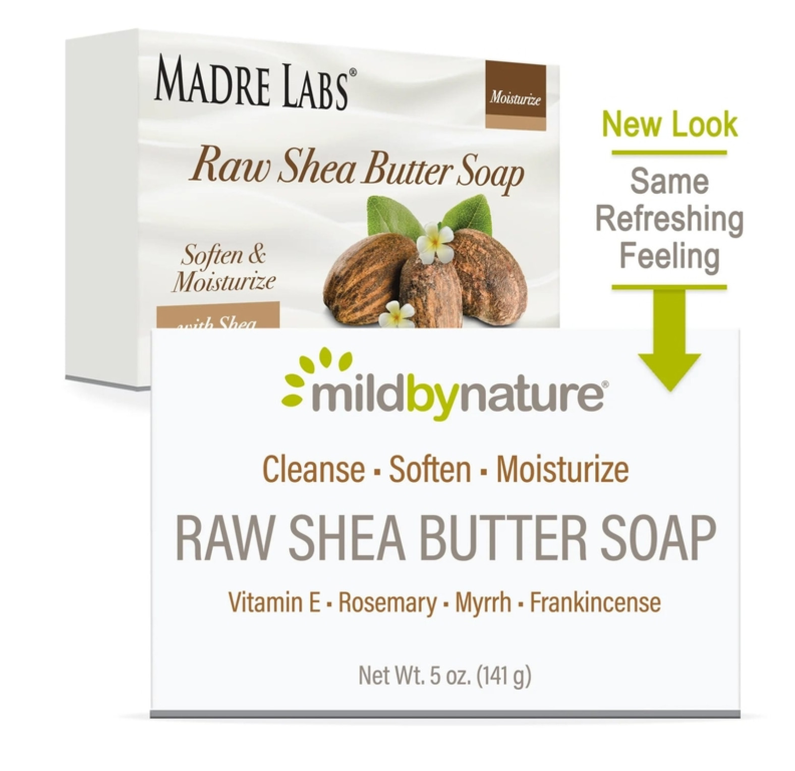 Mild By Nature, кусковое мыло с сырым маслом ши, с витамином E, розмарином, миррой и ладаном, 141 г (5 унций