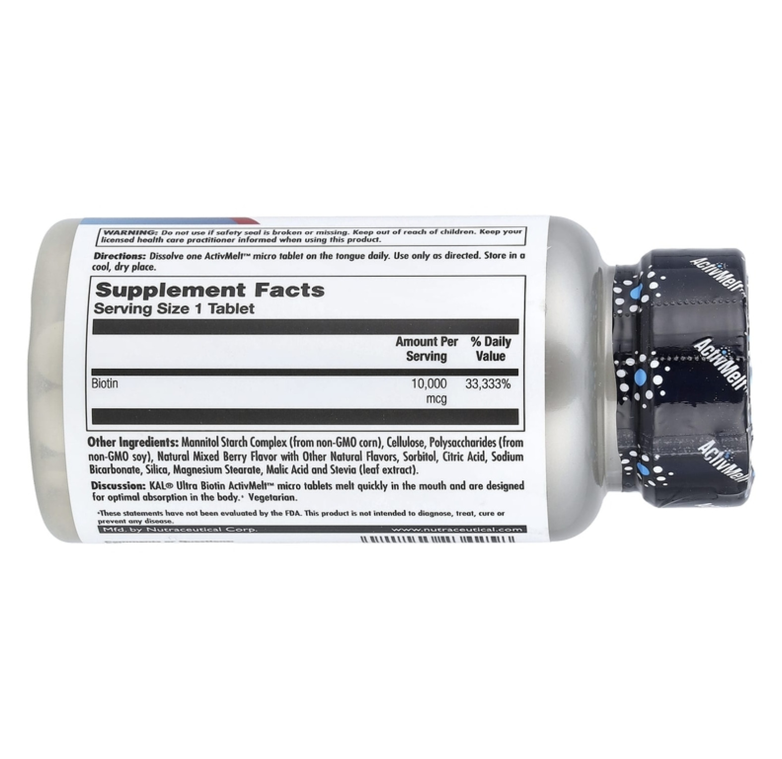 KAL, Ultra Biotin, ActivMelt™, биотин, со вкусом ягодного ассорти, 10 000 мкг, 60 микротаблеток