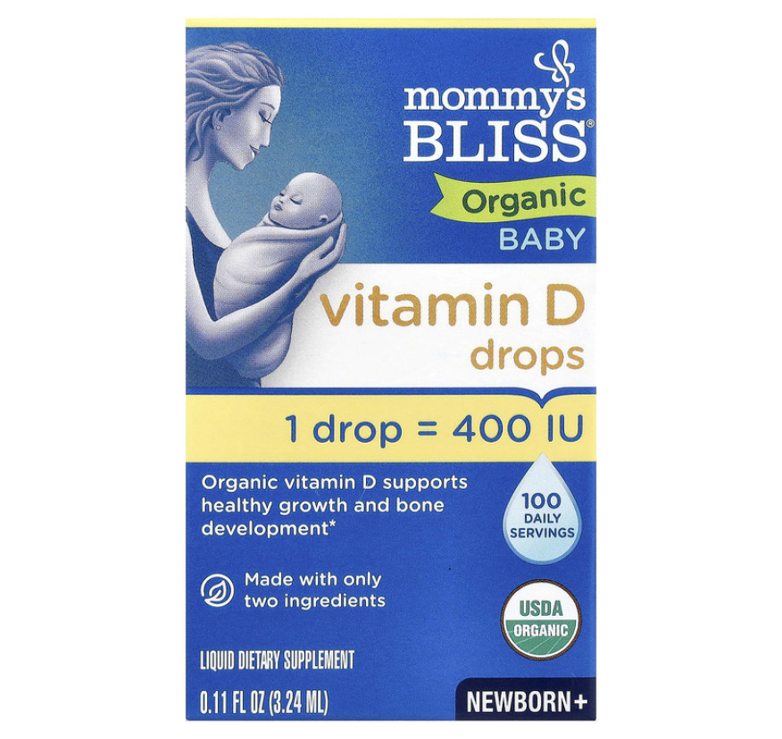 Mommy's Bliss, органический витамин D для малышей, капли для новорождённых, 3,24 мл (0,11 жидк. унции)