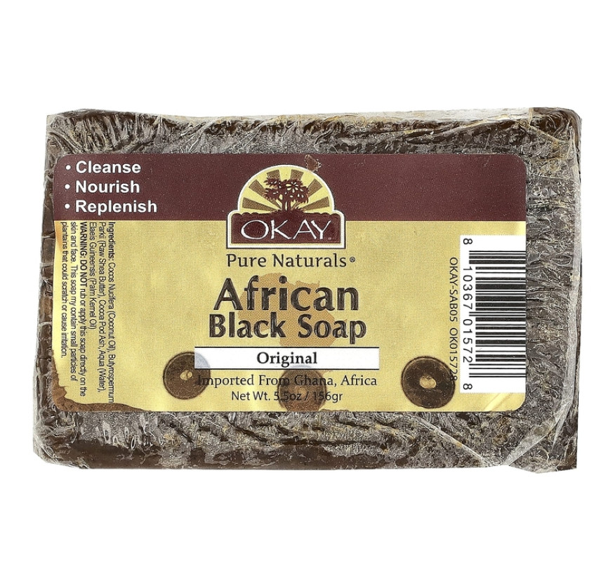 Okay Pure Naturals, Африканское черное мыло, оригинальное, 156 г (5,5 унции)