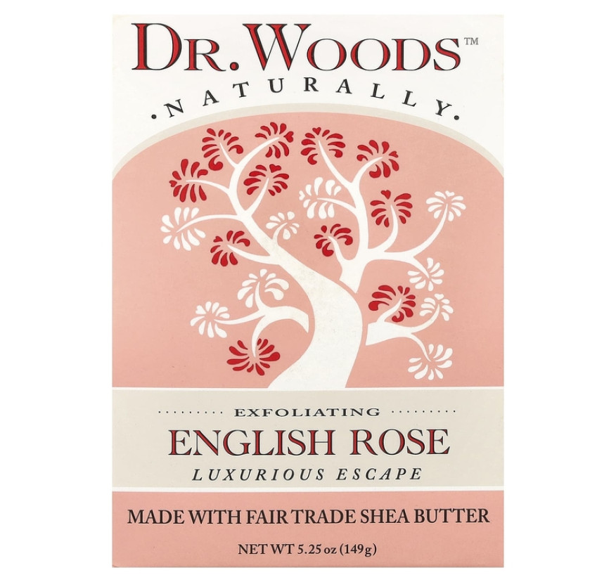 Dr. Woods, Английское мыло с ароматом розы, эффект осветления кожи, 149 г (5,25 унции)