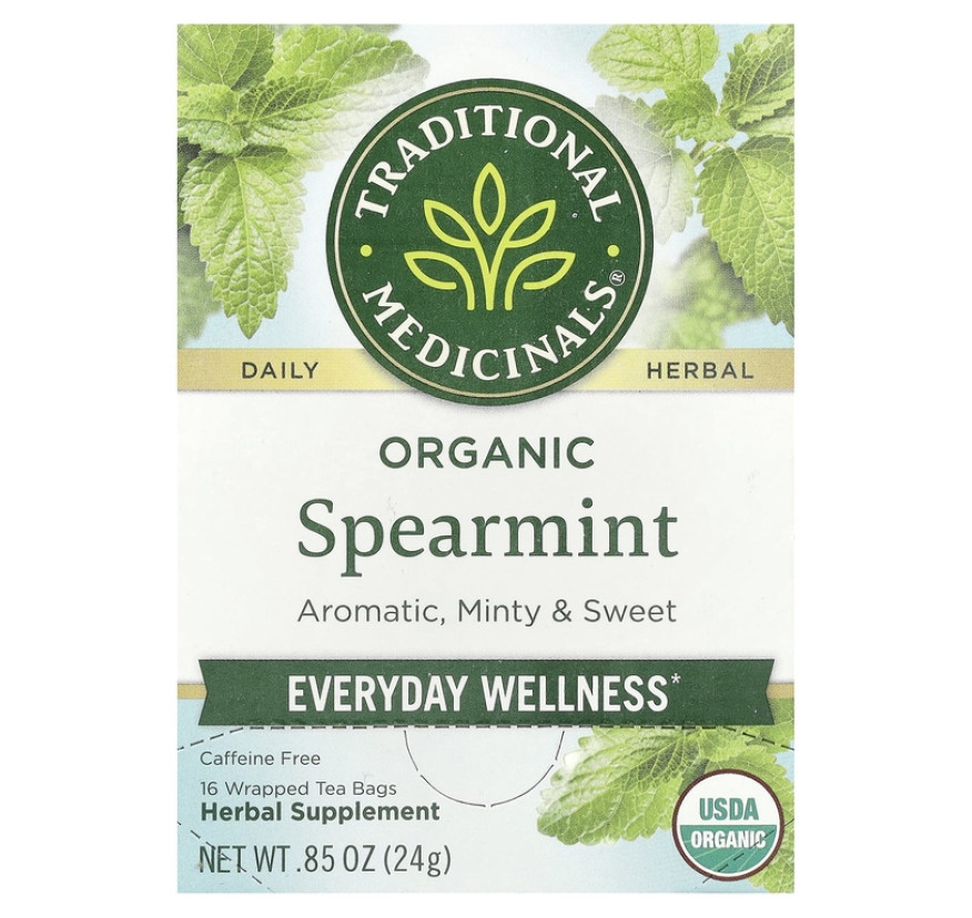 Traditional Medicinals, органическая кудрявая мята, без кофеина, 16 упакованных чайных пакетиков, 24 г (0,85 унции)