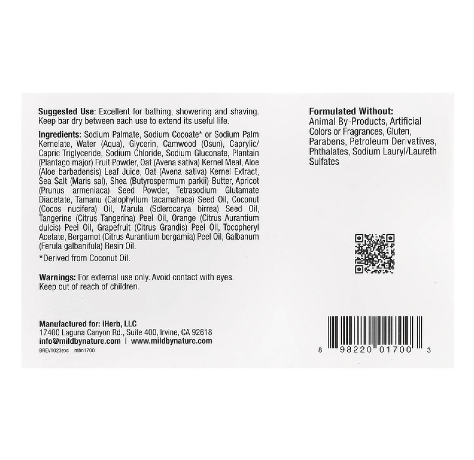 Mild By Nature, отшелушивающее кусковое мыло, с цитрусовым ароматом, 141 г (5 унций)