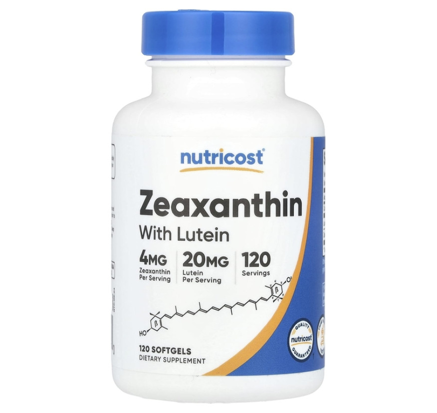 Nutricost, Зеаксантин с лютеином, 120 мягких таблеток