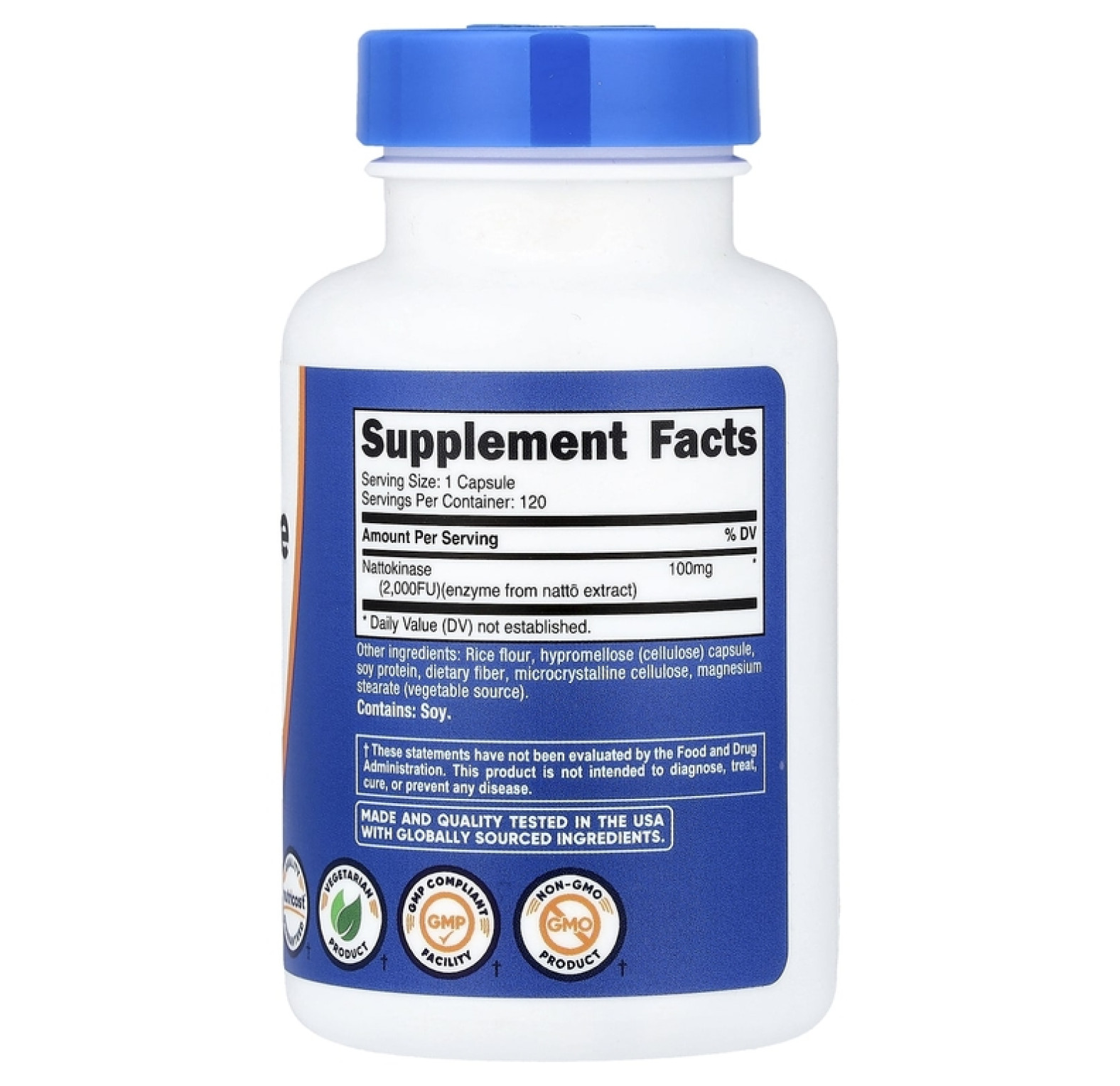 Nutricost, наттокиназа, 100 мг (2000 FU), 120 капсул