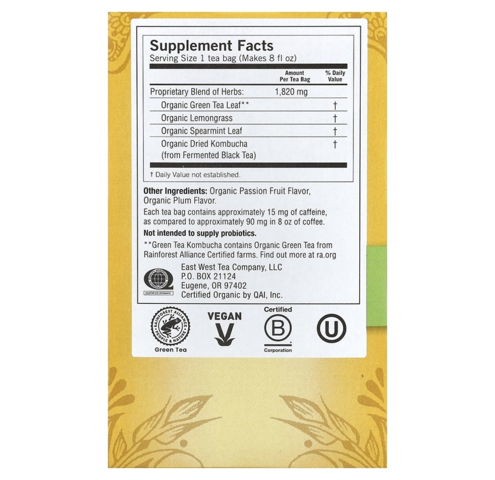 Yogi Tea, зелёный чай комбуча, 16 чайных пакетиков, 32 г (1,12 унции)