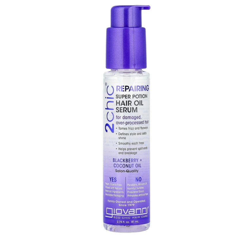 Giovanni, 2chic®, восстанавливающая суперэффективная масляная сыворотка для волос, ежевика и кокосовое масло, 81 мл (2,75 жидк. унции)