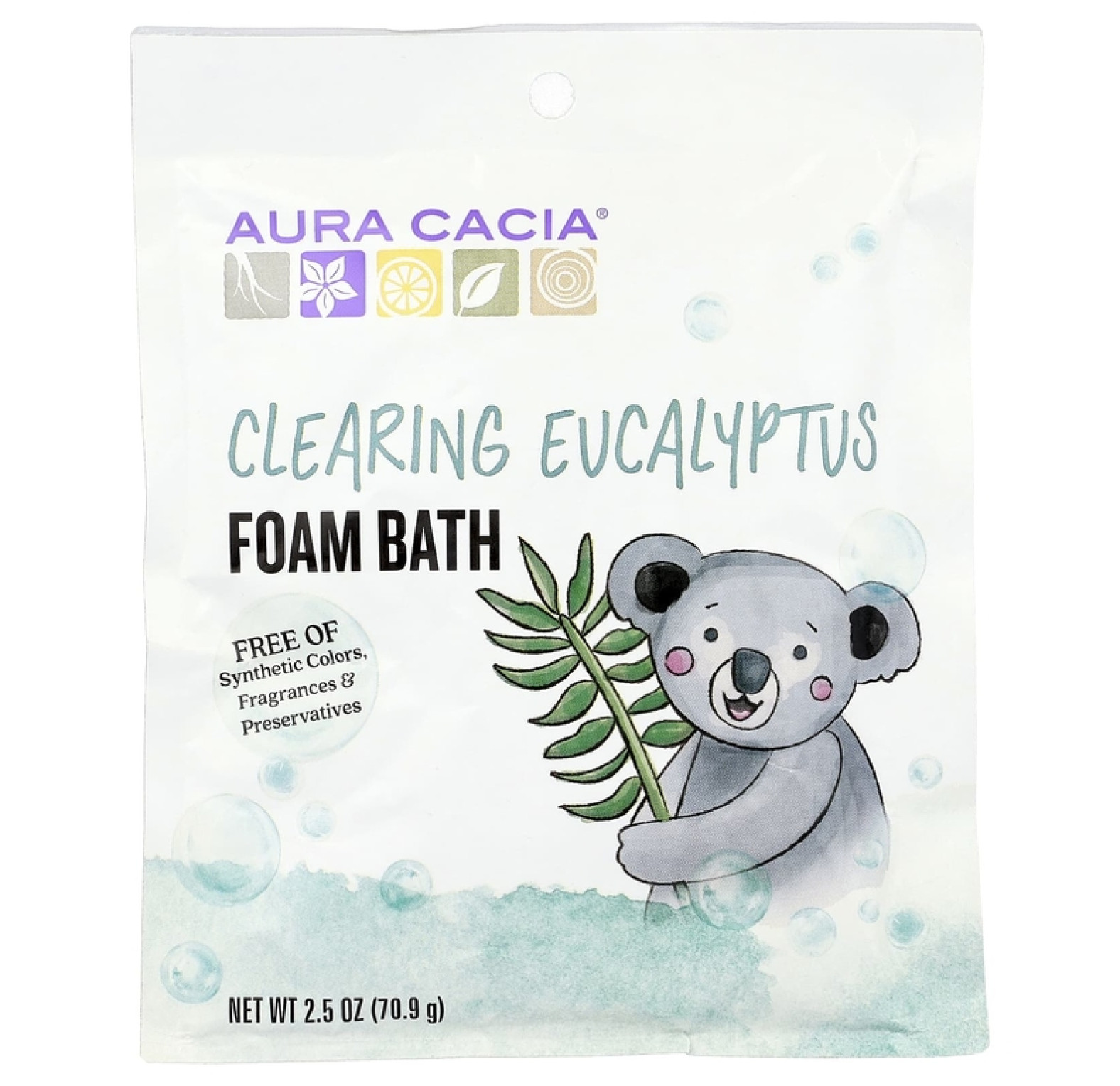 Aura Cacia, очищающая пена для ванны, эвкалипт, 70,9 г (2,5 унции)