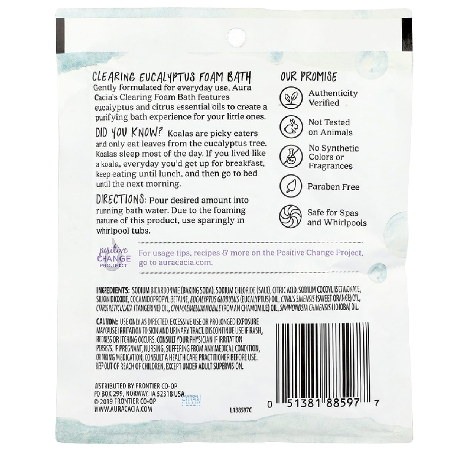 Aura Cacia, очищающая пена для ванны, эвкалипт, 70,9 г (2,5 унции)