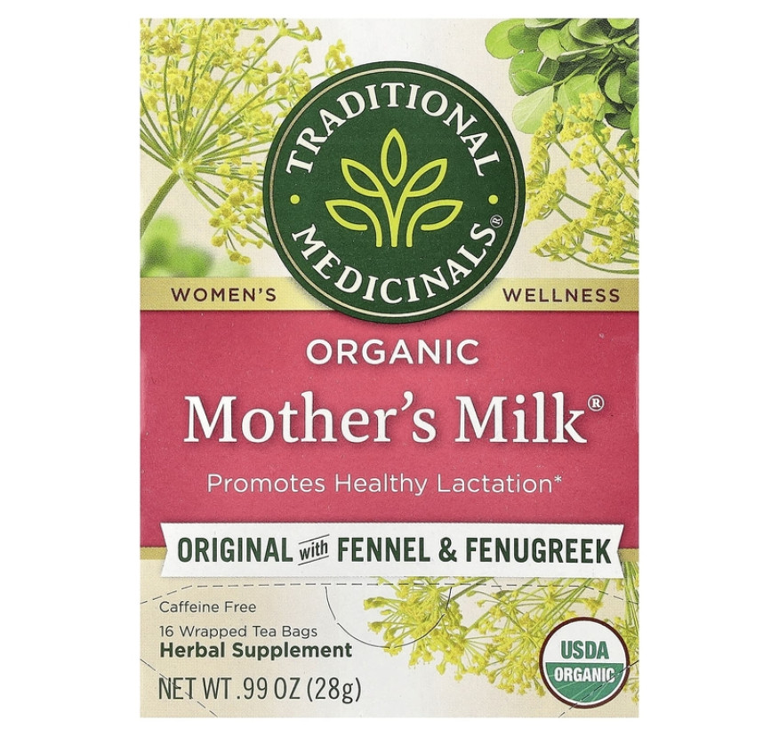 Traditional Medicinals, Organic Mother's Milk®, оригинальный продукт с фенхелем и пажитником, без кофеина, 16 чайных пакетиков, 28 г (0,99 унции)