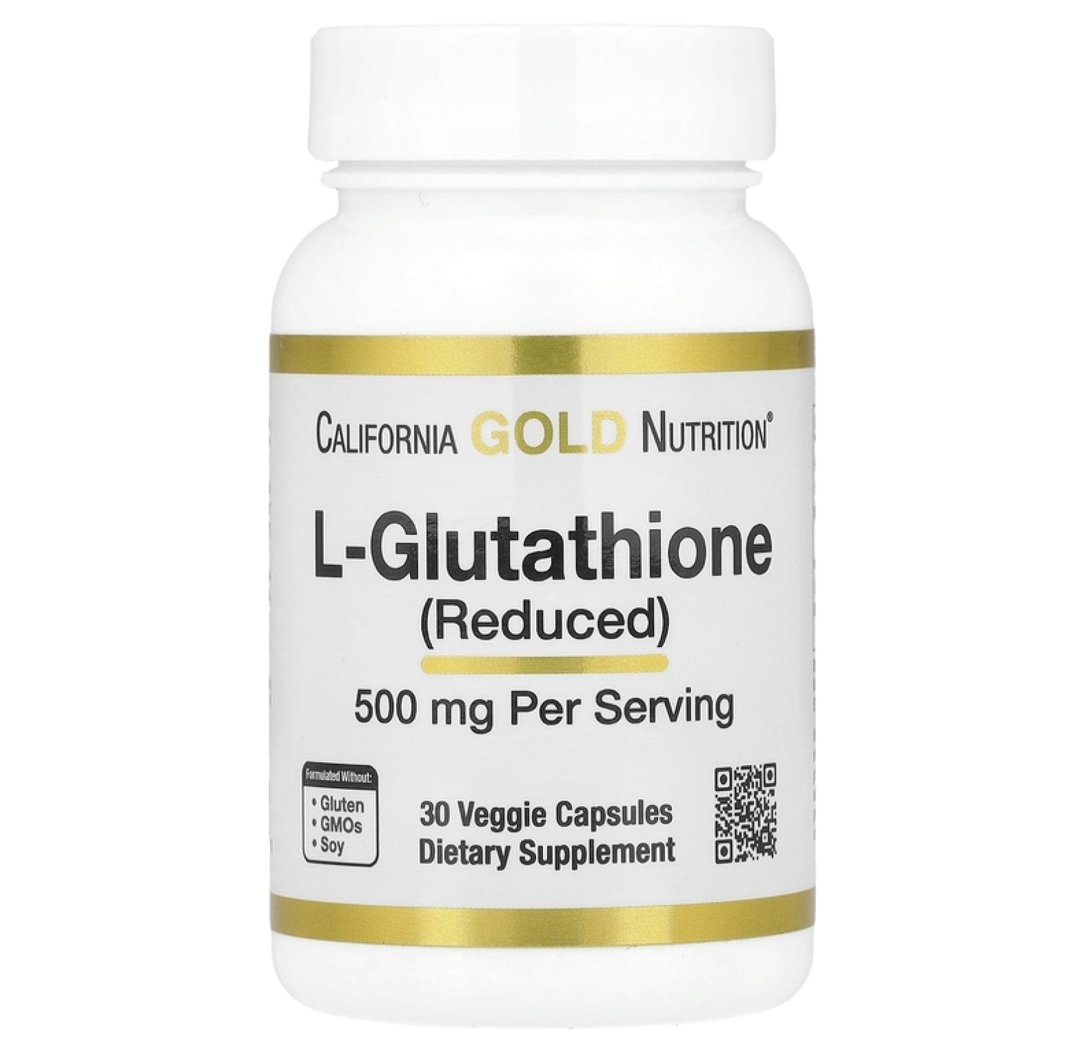 California Gold Nutrition, L-глутатион (восстановленный), 500 мг, 30 растительных капсул
