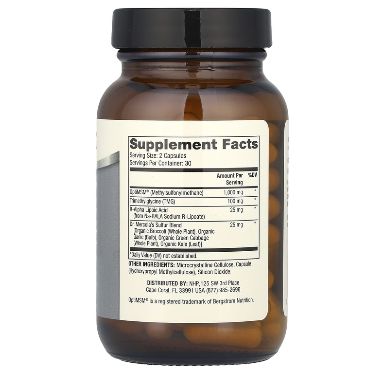 Dr. Mercola, МСМ, комплекс метилсульфонилметана и серы, 60 капсул