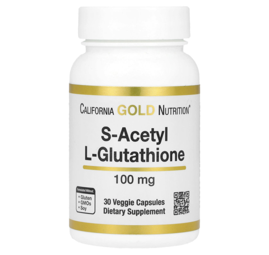 California Gold Nutrition, S-ацетил-L-глутатион, 100 мг, 30 растительных капсул