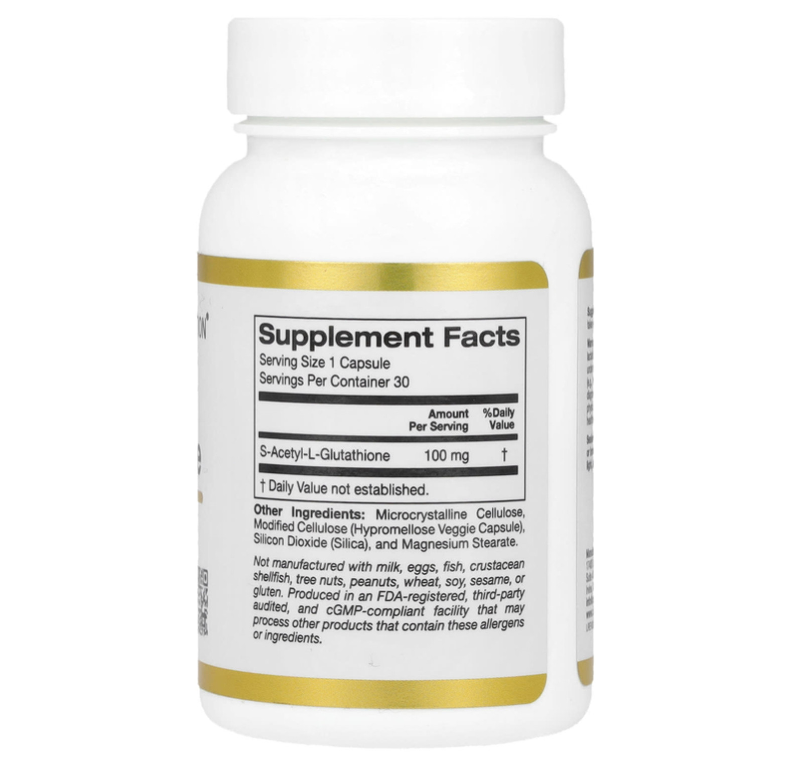 California Gold Nutrition, S-ацетил-L-глутатион, 100 мг, 30 растительных капсул