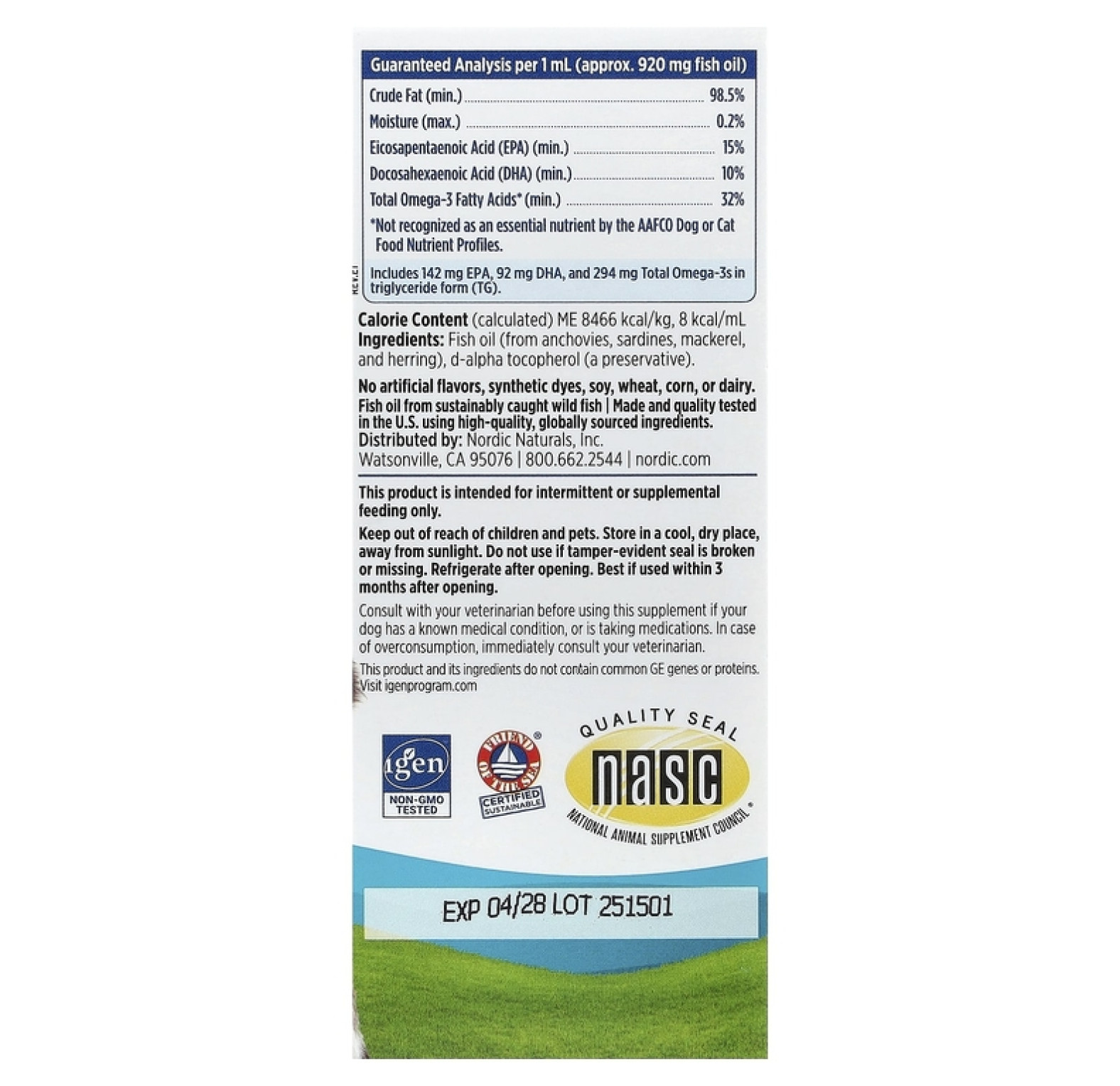 Nordic Naturals, Omega-3 Pet™, для маленьких собак и кошек, 60 мл